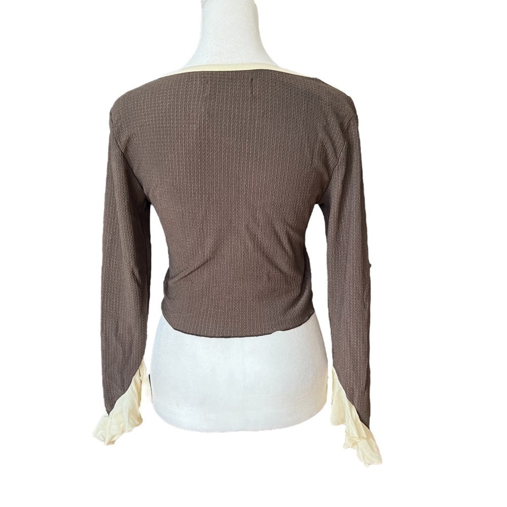 CIDER Lace Up Ruffle Blouse - Picture 7 of 8
